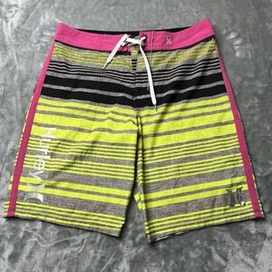 Hurley‎ Shorts Men Size 33 Phantom Board Neon Yellow Gray